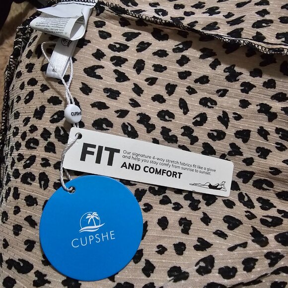 CUPSHE Women V Neck Leopard Lace Up Backless Maxi Slip Dress with Ruffle Hem NWT - Picture 10 of 14